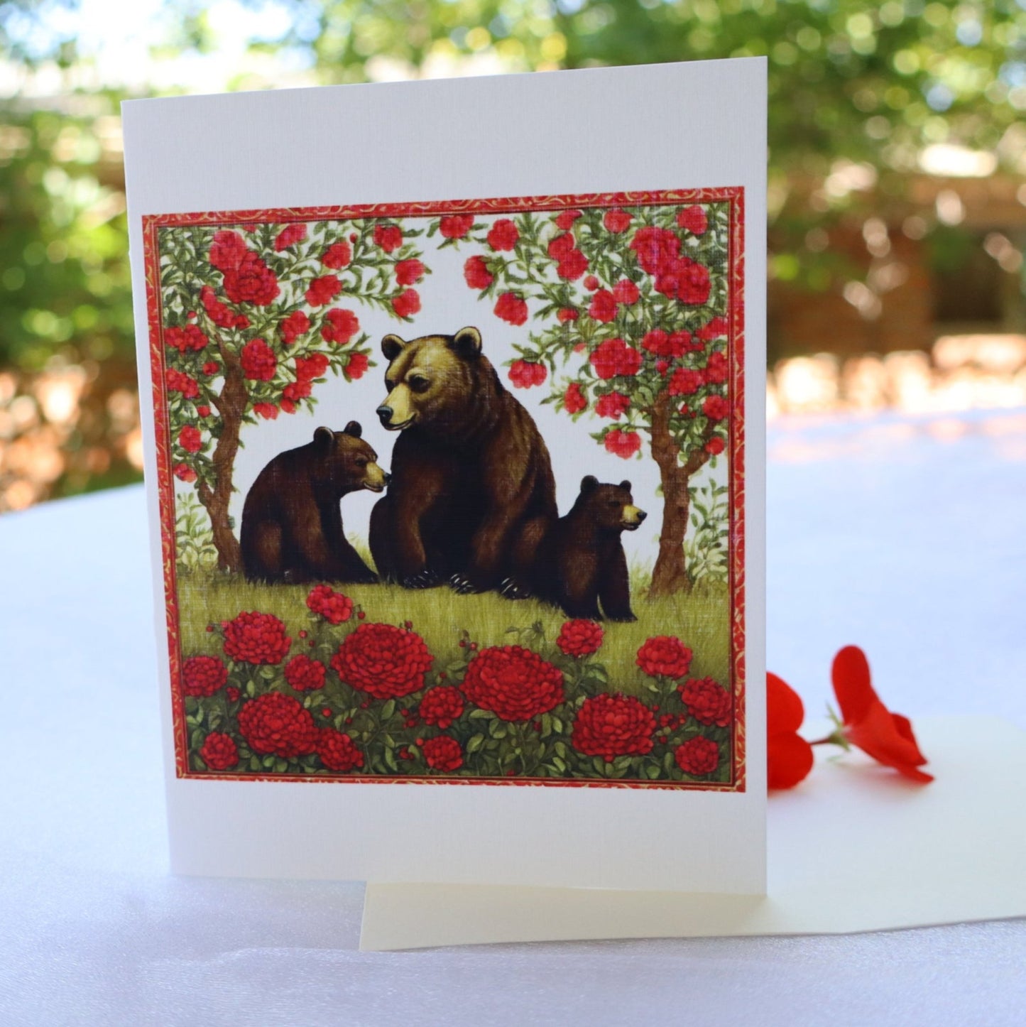 Single Greetings Card - Bear Family