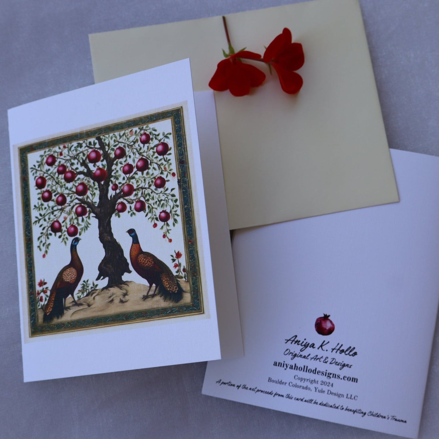 Single Greetings Card - Love Pheasants