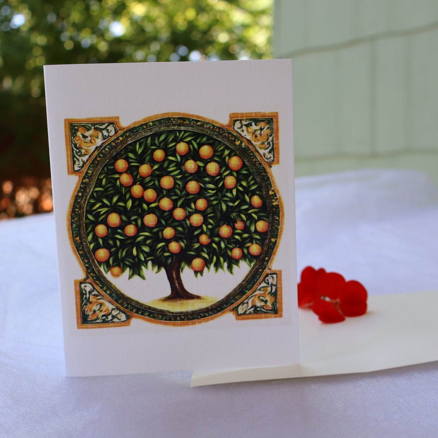 Single Greetings Card - Orange Tree