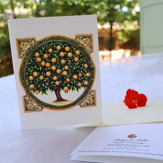 Single Greetings Card - Orange Tree