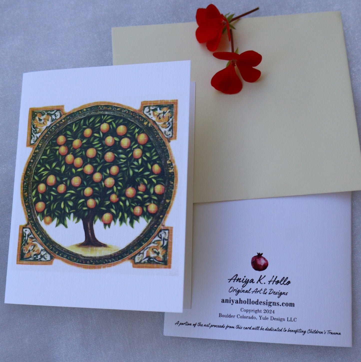Single Greetings Card - Orange Tree