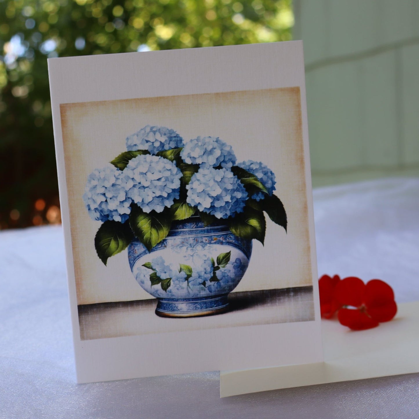 Single Greetings Card - Blue Hydrangea